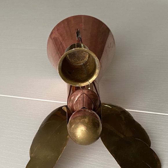 Vintage Golden Brass and Copper Angel Candle Holder O/S - Picture 7 of 14